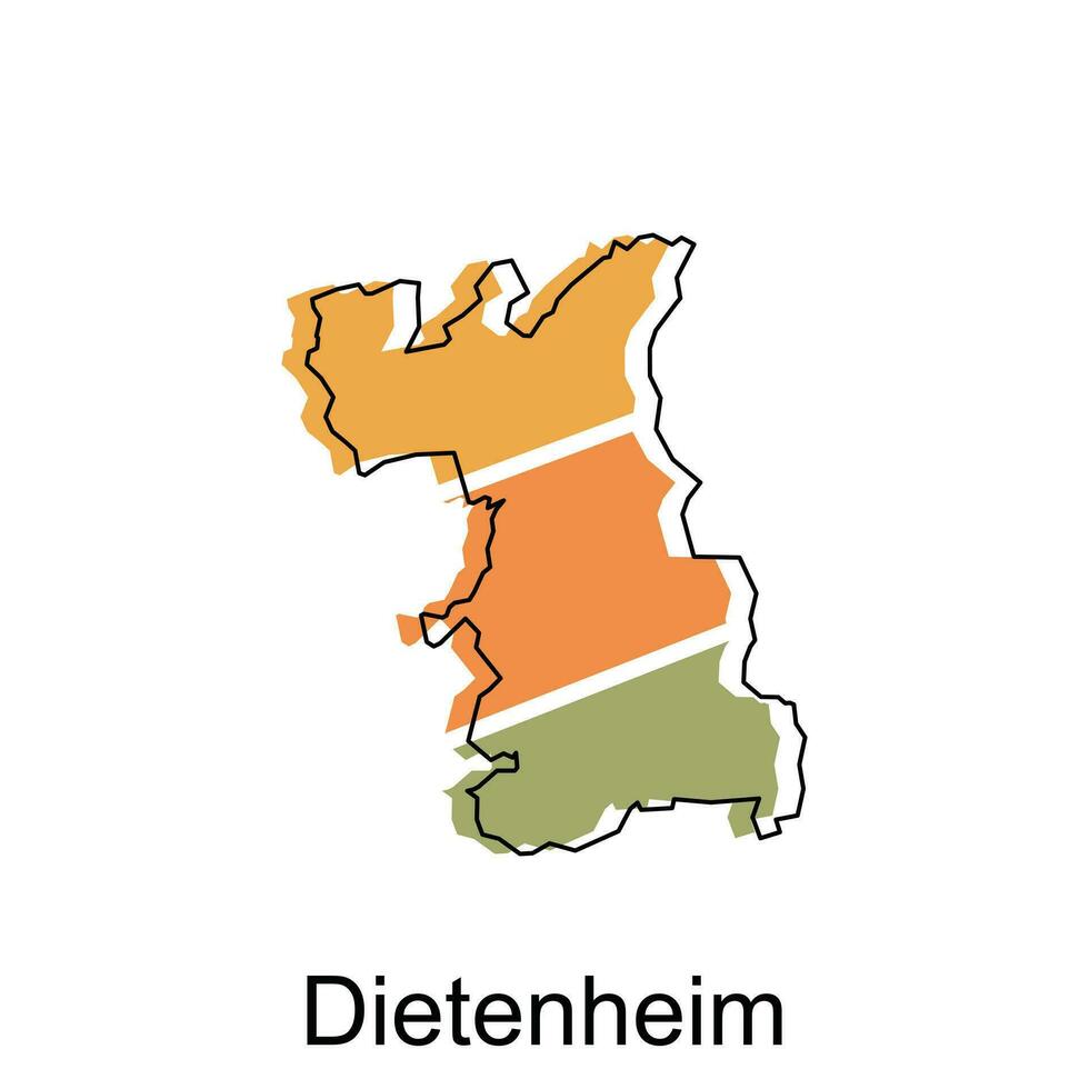 Karte von Dietenheim bunt geometrisch Gliederung Design, Welt Karte Land Vektor Illustration Vorlage