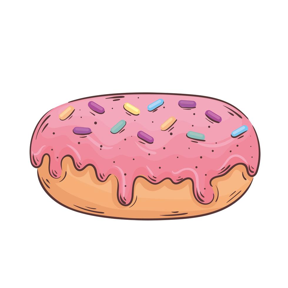 süßer rosa Donut isoliertes Symbol vektor