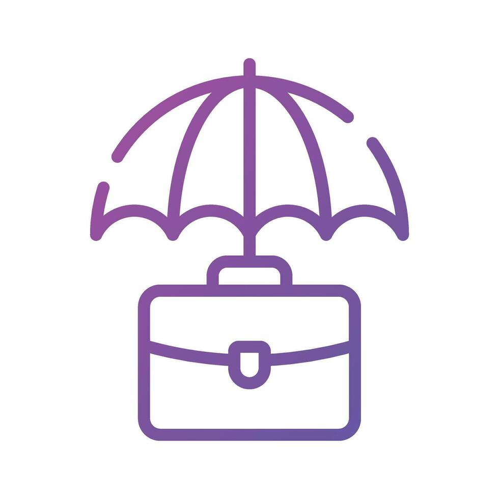 företag väska under paraply som visar företag begrepp ikon vektor