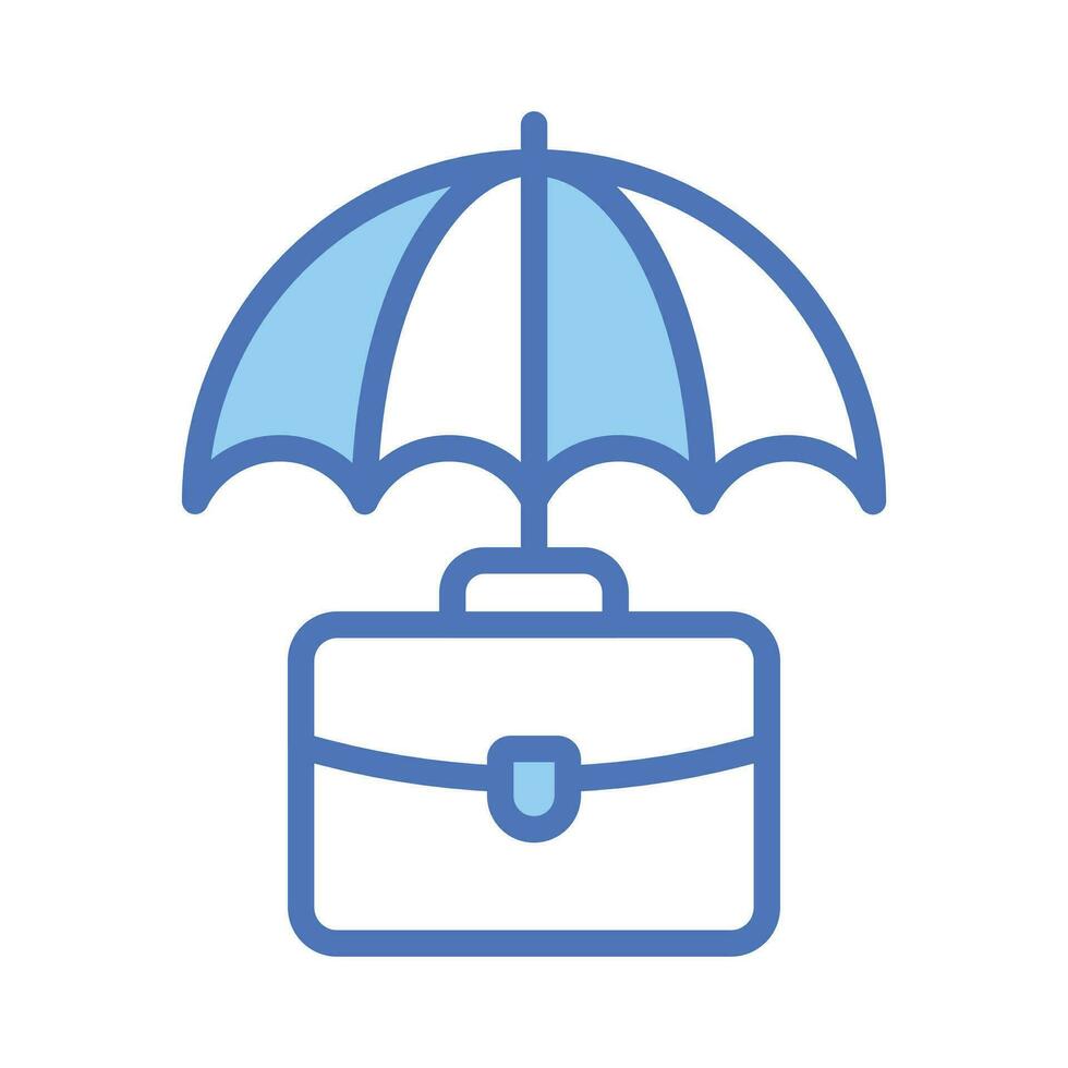 företag väska under paraply som visar företag begrepp ikon vektor