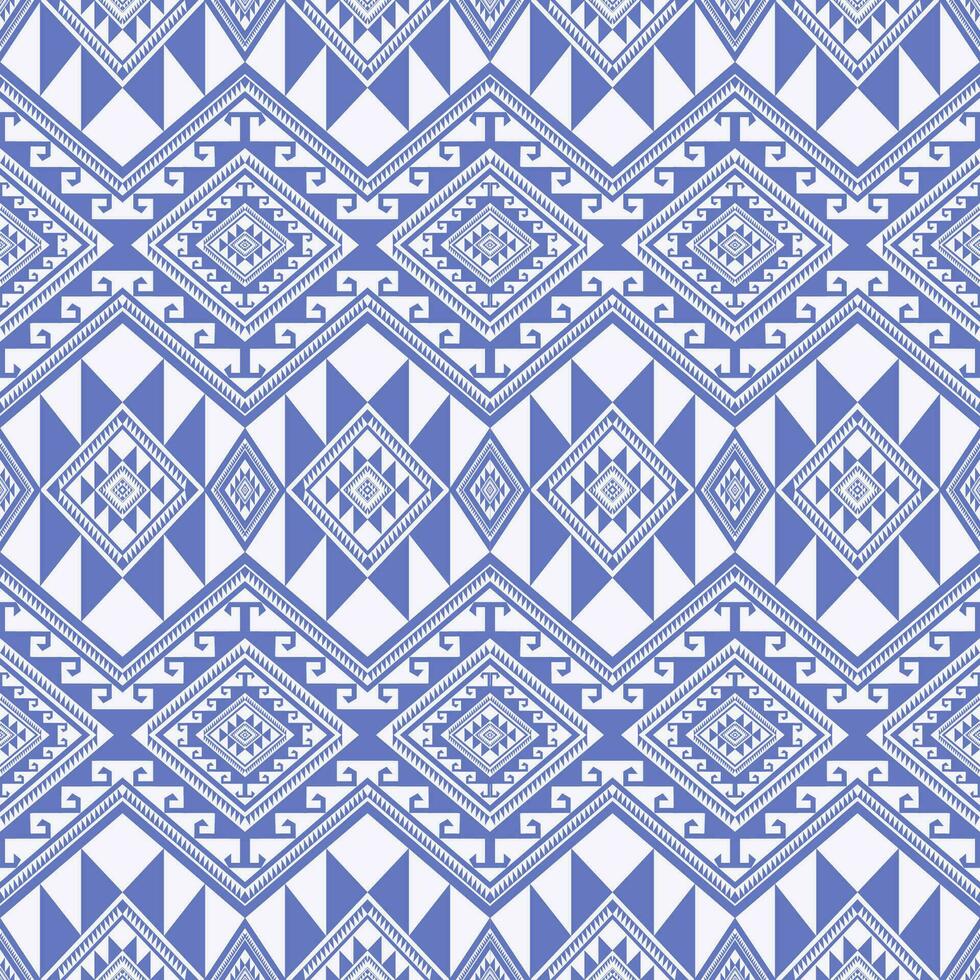 aztekisch Stammes- modern Farbe geometrisch Muster. aztekisch Stammes- geometrisch gestalten nahtlos Muster Blau Weiss Farbe. ethnisch geometrisch Muster verwenden zum Textil, Teppich, Kissen, Decke, Hintergrund, usw. vektor