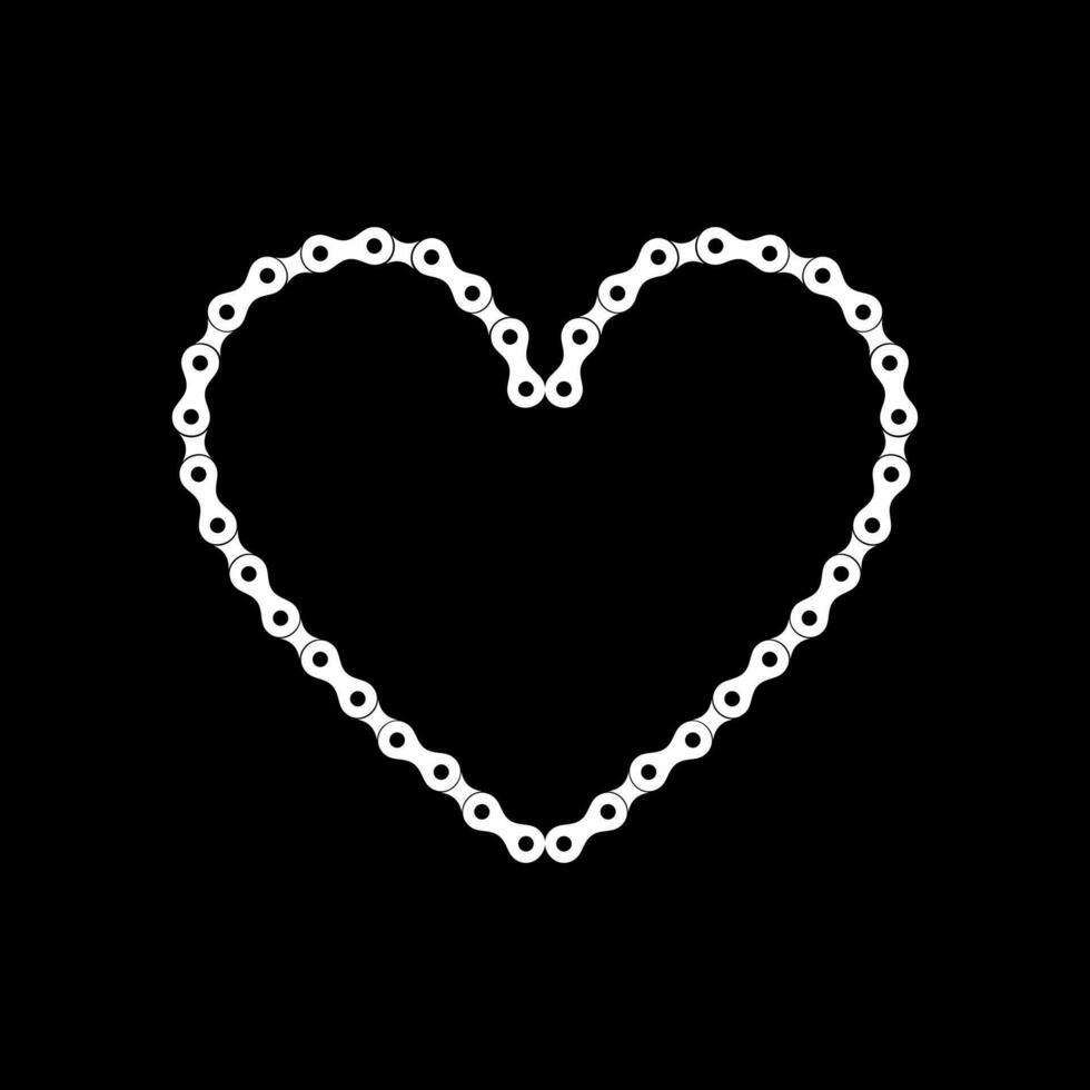 hjärta form, kärlek ikon symbol, sammansatt förbi silhuett av de kedja av de motor, motorcykel, cykel, cykel eller maskin, kan använda sig av för logotyp typ, appar, hemsida, konst illustration eller grafisk design element vektor