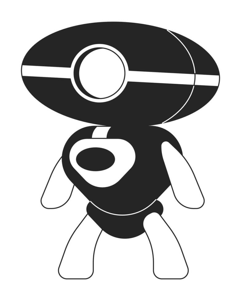 artificiell intelligens robot platt svartvit isolerat vektor objekt. modern teknologi android. redigerbar svart och vit linje konst teckning. enkel översikt fläck illustration för webb grafisk design