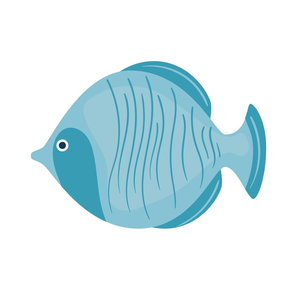 blauer Fisch wilde Meerestiere-Symbol vektor