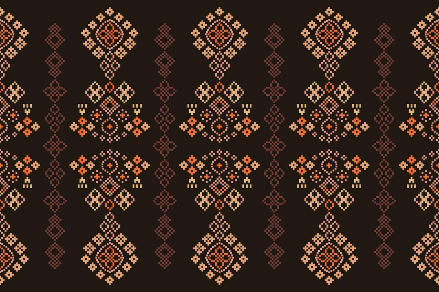 etnisk geometrisk tyg mönster korsa stitch.ikat broderi etnisk orientalisk pixel mönster brun bakgrund. abstrakt, vektor, illustration. textur, kläder, ram, dekoration, motiv, siden tapet. vektor