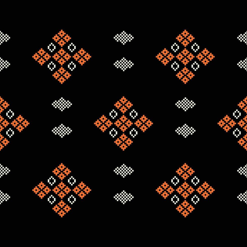 etnisk geometrisk tyg mönster korsa stitch.ikat broderi etnisk orientalisk pixel mönster svart bakgrund. abstrakt, vektor, illustration. textur, kläder, ram, dekoration, motiv, siden tapet. vektor