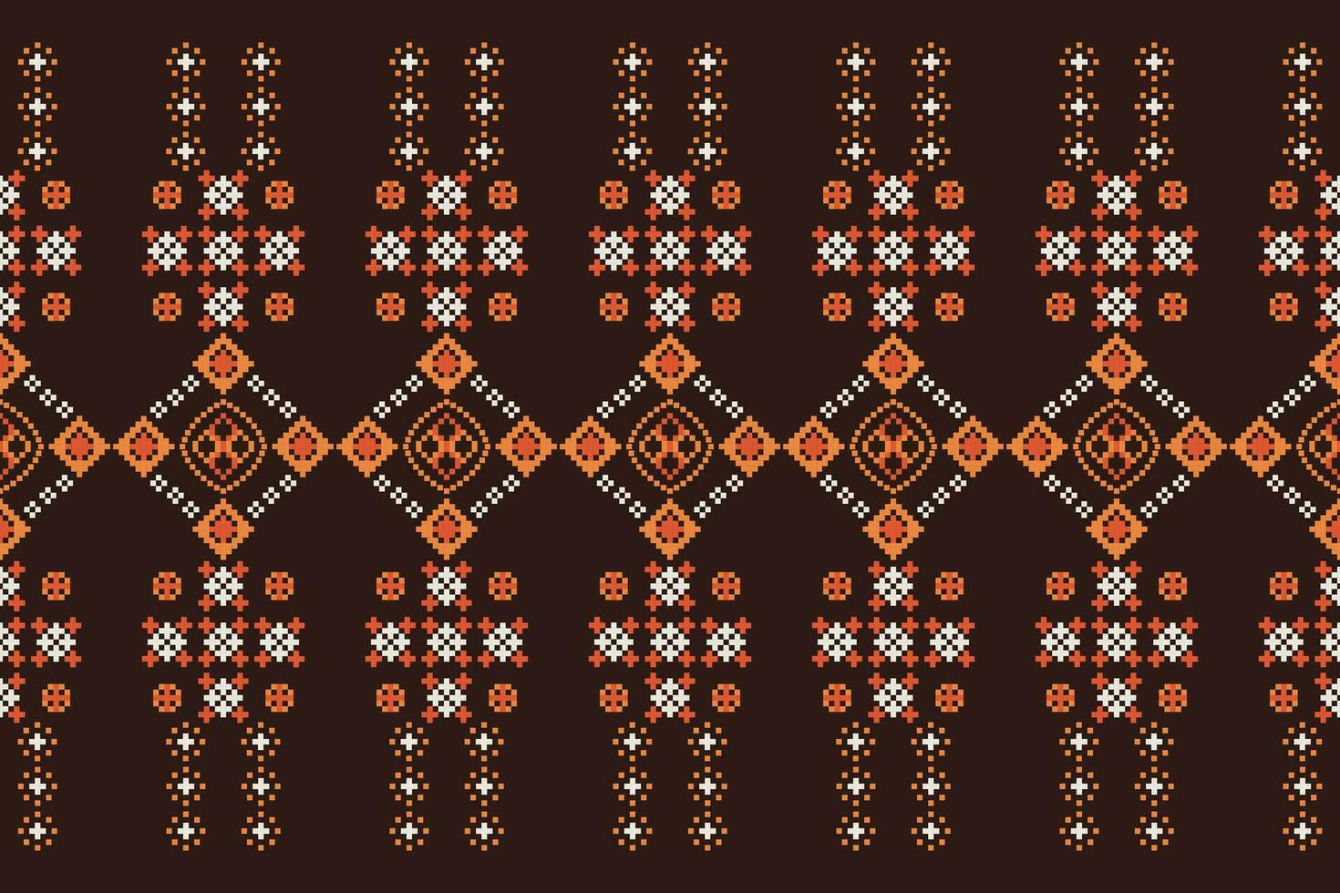 etnisk geometrisk tyg mönster korsa stitch.ikat broderi etnisk orientalisk pixel mönster brun bakgrund. abstrakt, vektor, illustration. textur, kläder, ram, dekoration, motiv, siden tapet. vektor