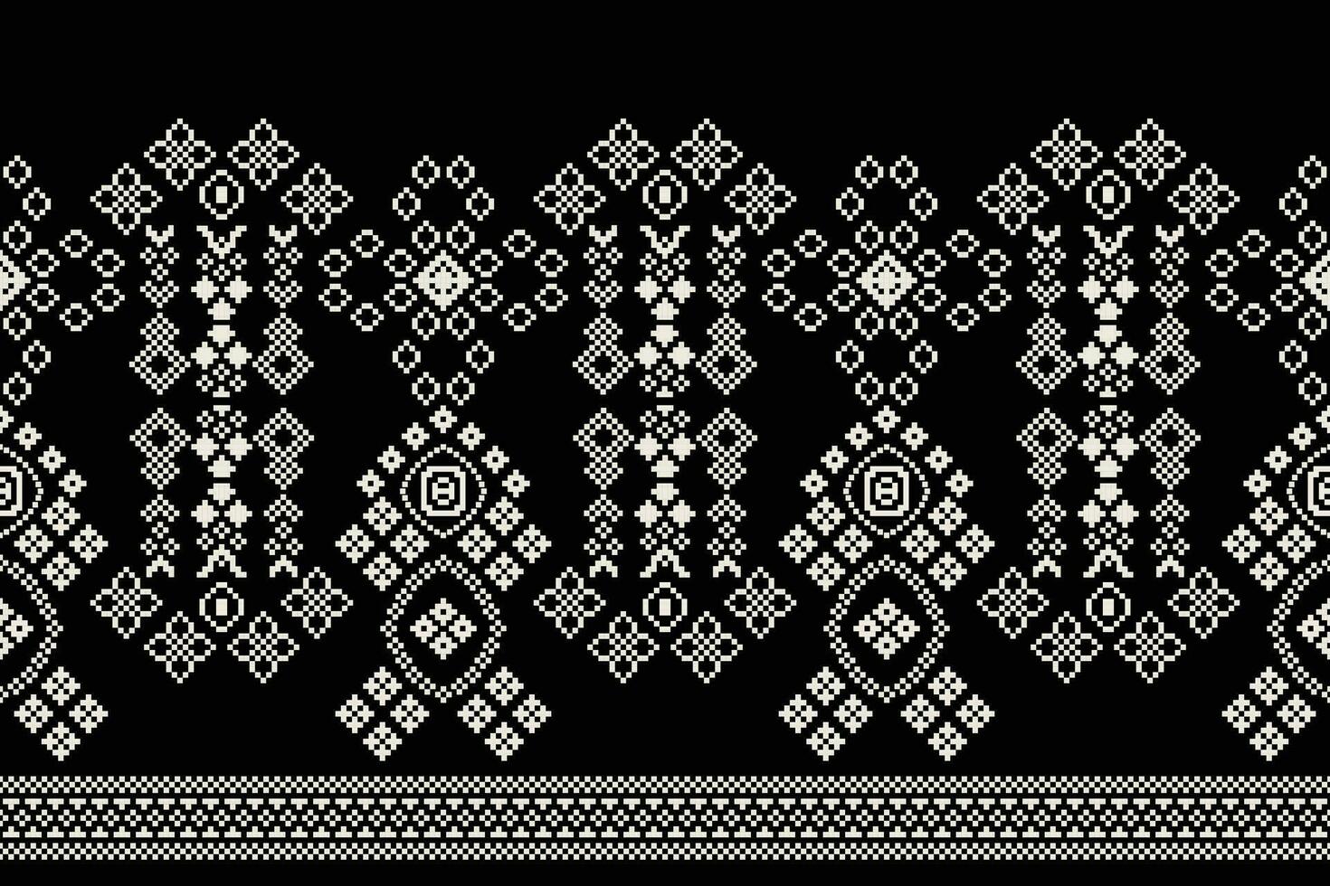 ethnisch geometrisch Stoff Muster Kreuz Stich.ikat Stickerei ethnisch orientalisch Pixel Muster schwarz Hintergrund. abstrakt, vektor, illustration. Textur, Kleidung, Rahmen, Dekoration, Motive, Seide Hintergrund. vektor