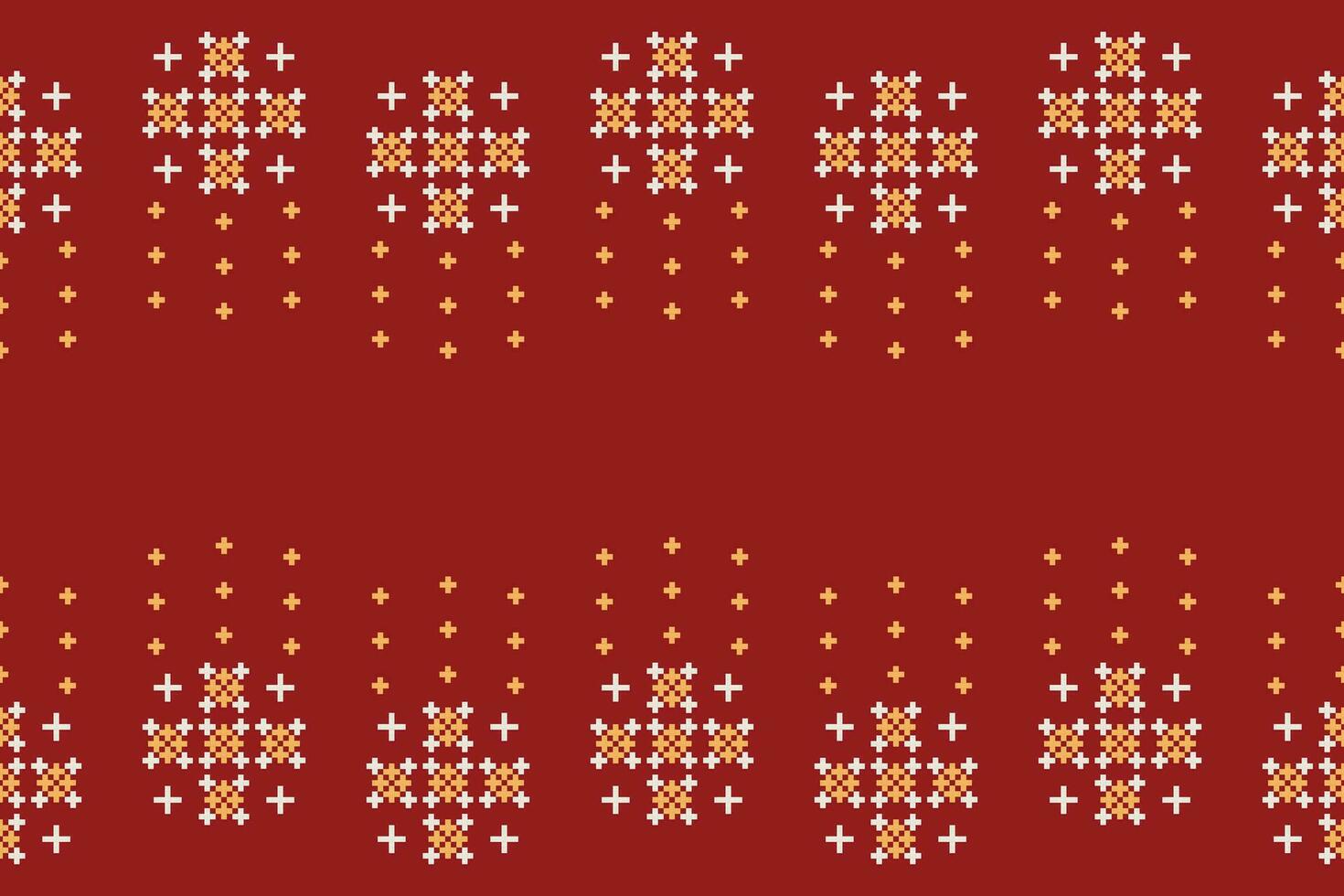 etnisk geometrisk tyg mönster korsa stitch.ikat broderi etnisk orientalisk pixel mönster röd bakgrund. abstrakt, vektor, illustration. textur, kläder, ram, dekoration, motiv, siden tapet. vektor