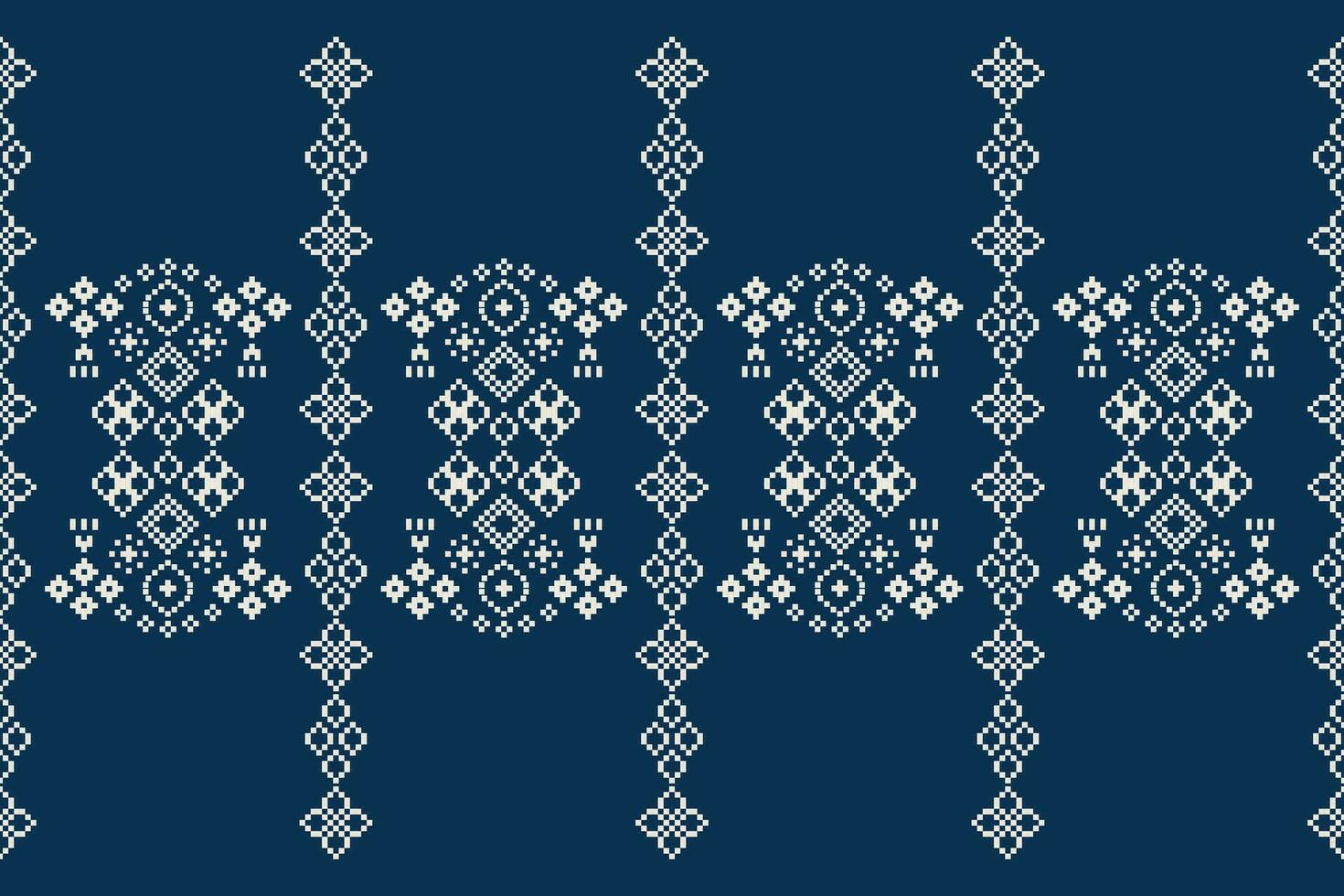 etnisk geometrisk tyg mönster korsa stitch.ikat broderi etnisk orientalisk pixel mönster blå bakgrund. abstrakt, vektor, illustration. textur, kläder, ram, dekoration, motiv, siden tapet. vektor