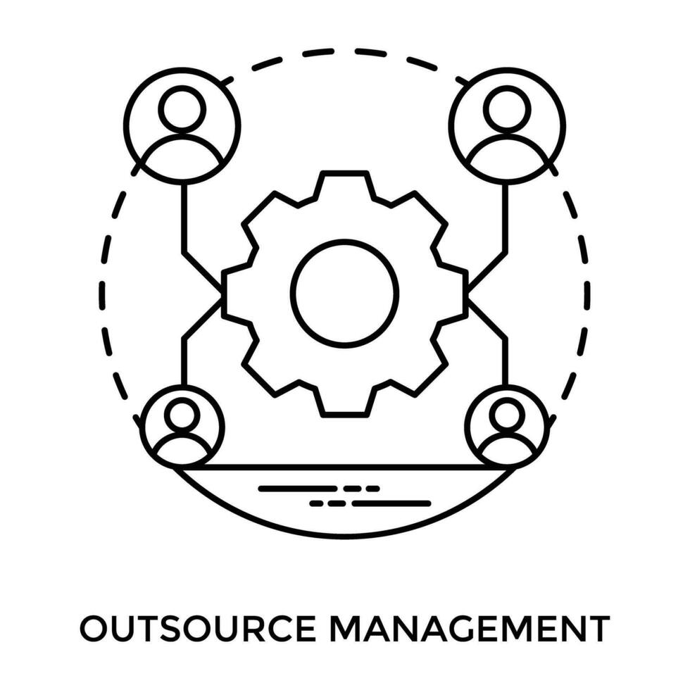 kugghjul hantera genom några profiler till symbolisera outsourca förvaltning ikon vektor