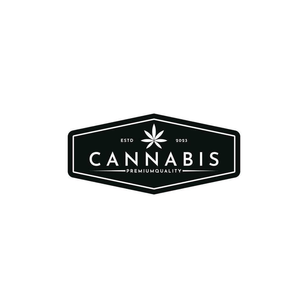 årgång cannabis logotyp design med hipster teckning stil vektor