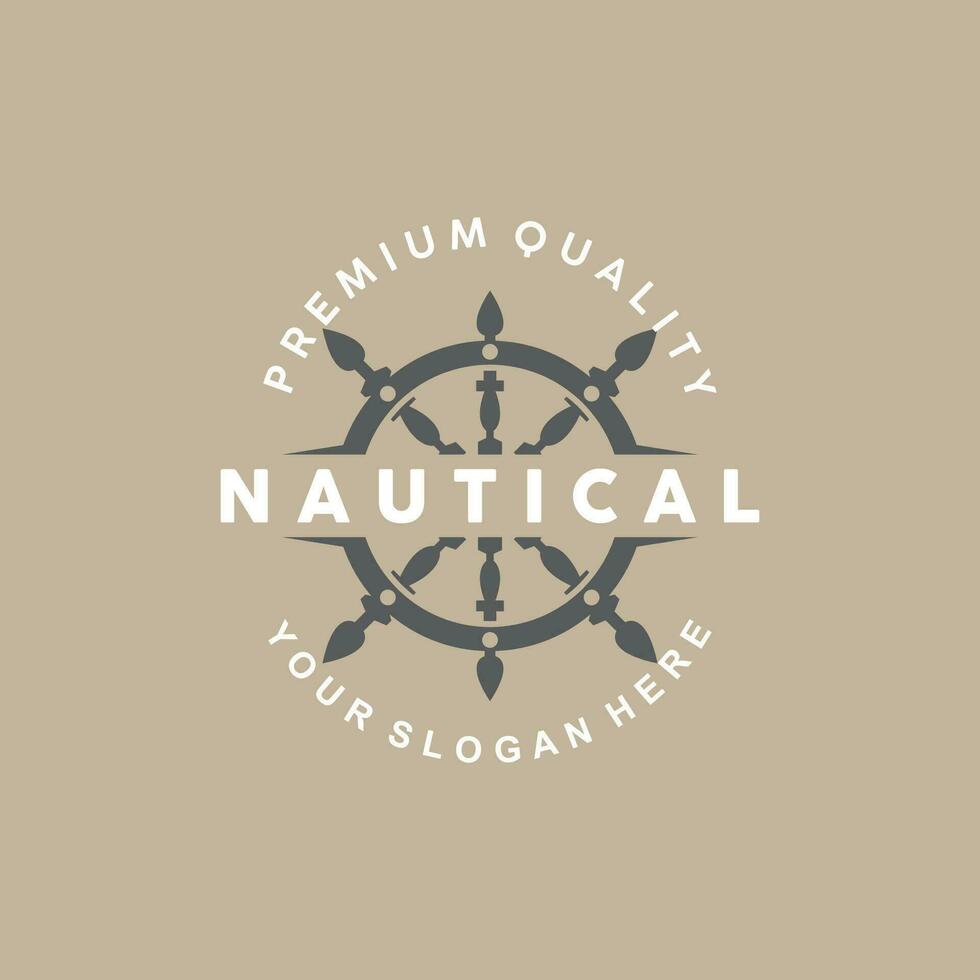 Schiff Ruder Logo, elegant nautisch maritim Vektor einfach minimalistisch Design Ozean Segeln Schiff