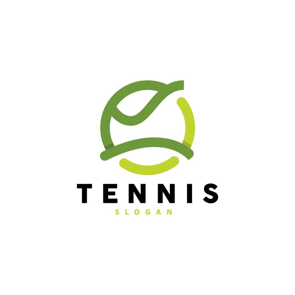 tennis logotyp design, turnering sport, boll och racket vektor enkel silhuett illustration