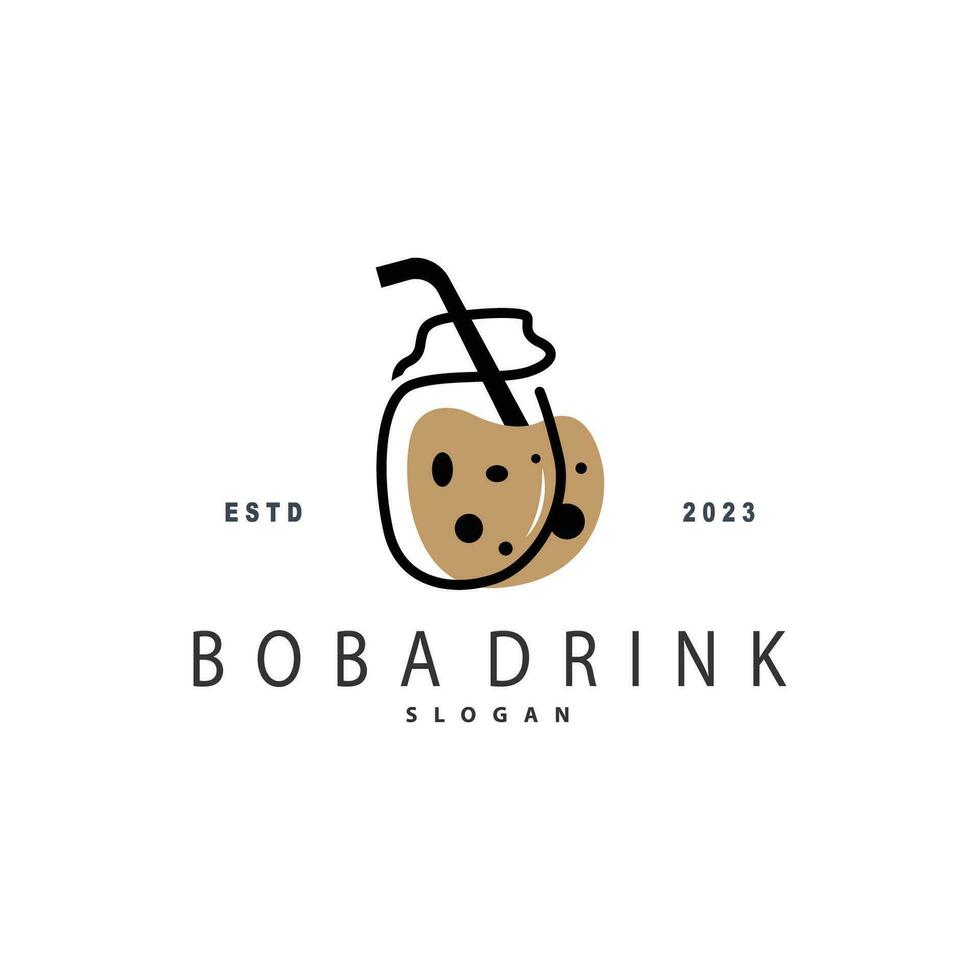 Boba trinken Logo, Milch Tee süß Boba Perle Gelee trinken Blase Vektor einfach minimalistisch Design