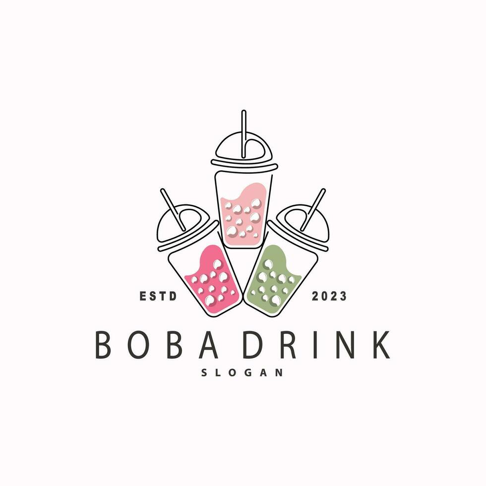 boba dryck logotyp, mjölk te söt boba pärla gelé dryck bubbla vektor enkel minimalistisk design