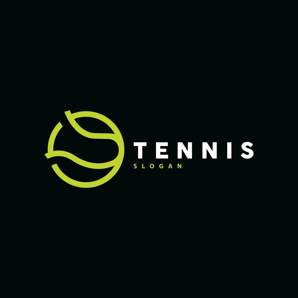 tennis logotyp design, turnering sport, boll och racket vektor enkel silhuett illustration