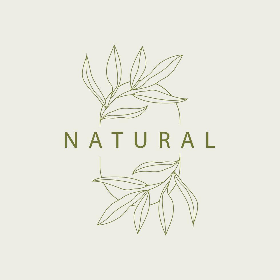 Blatt Linie Logo, schön Hand gezeichnet Design, botanisch minimalistisch Vektor, einfach organisch Pflanze feminin Logo vektor