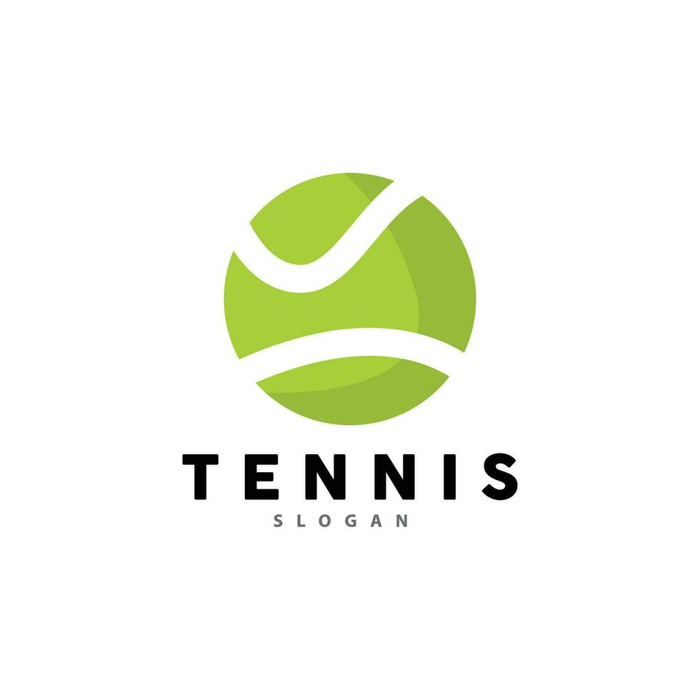 Tennis Logo Design, Turnier Sport, Ball und Schläger Vektor einfach Silhouette Illustration