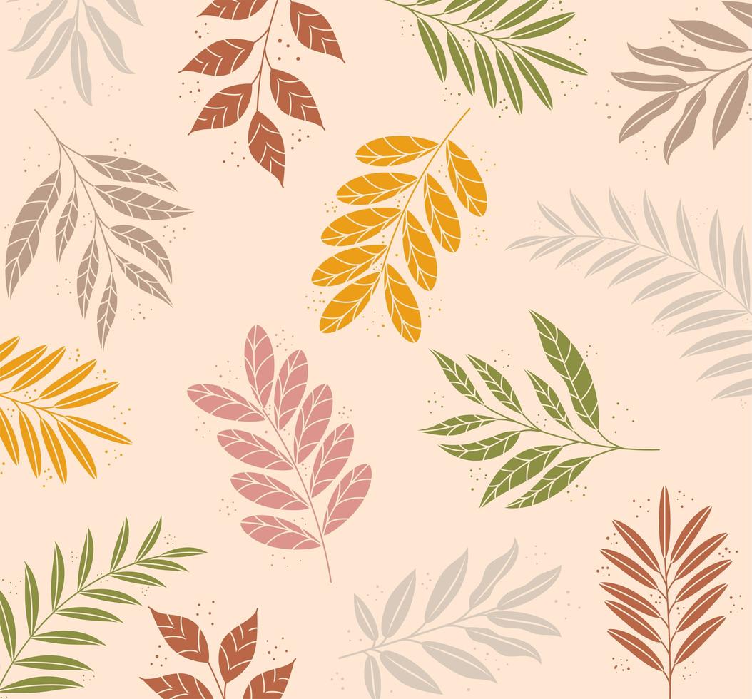 Blätter Pflanzen Boho-Stil Muster Hintergrund vektor