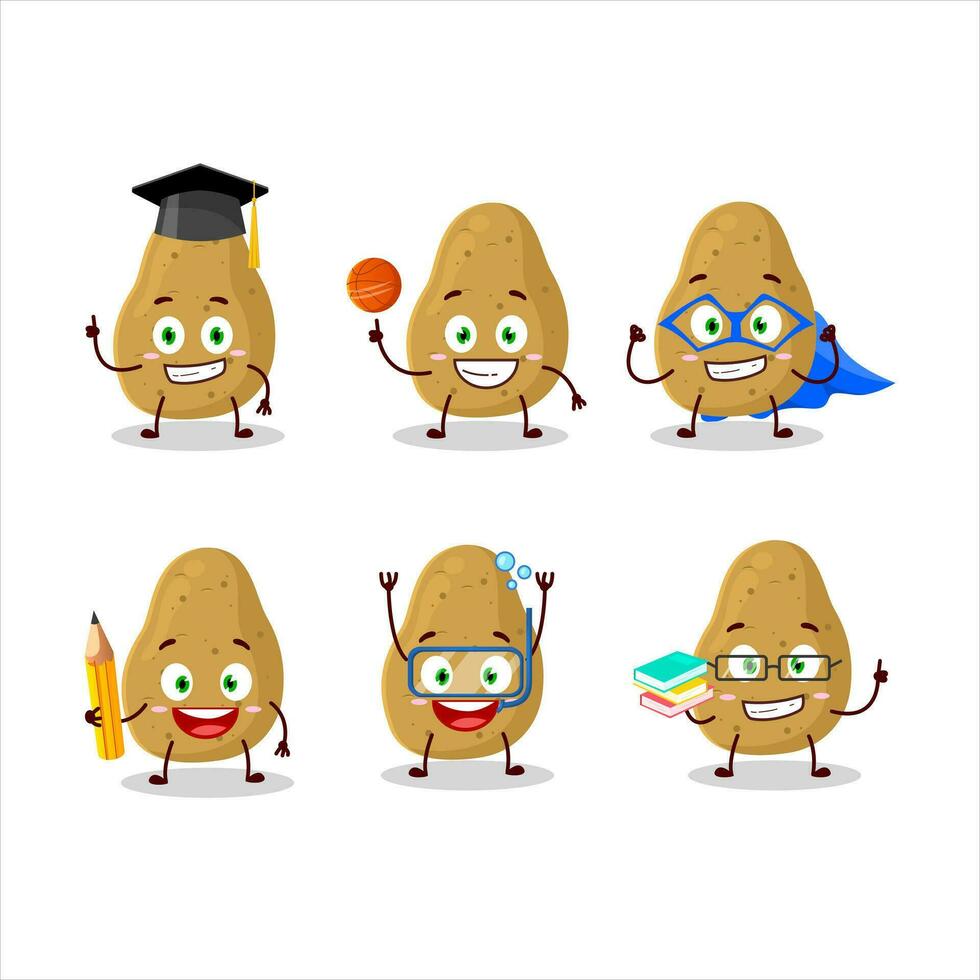 Schule Schüler von Kartoffel Karikatur Charakter mit verschiedene Ausdrücke vektor