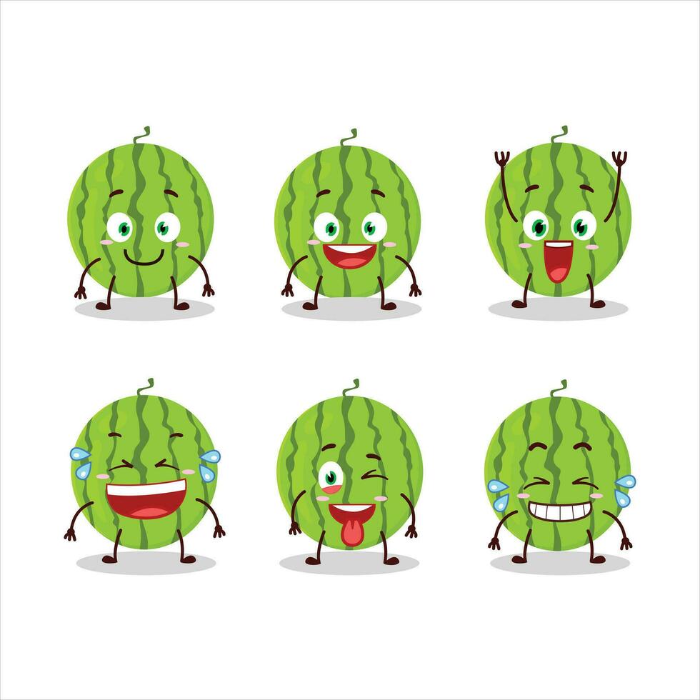 Karikatur Charakter von Grün Wassermelone mit Lächeln Ausdruck vektor