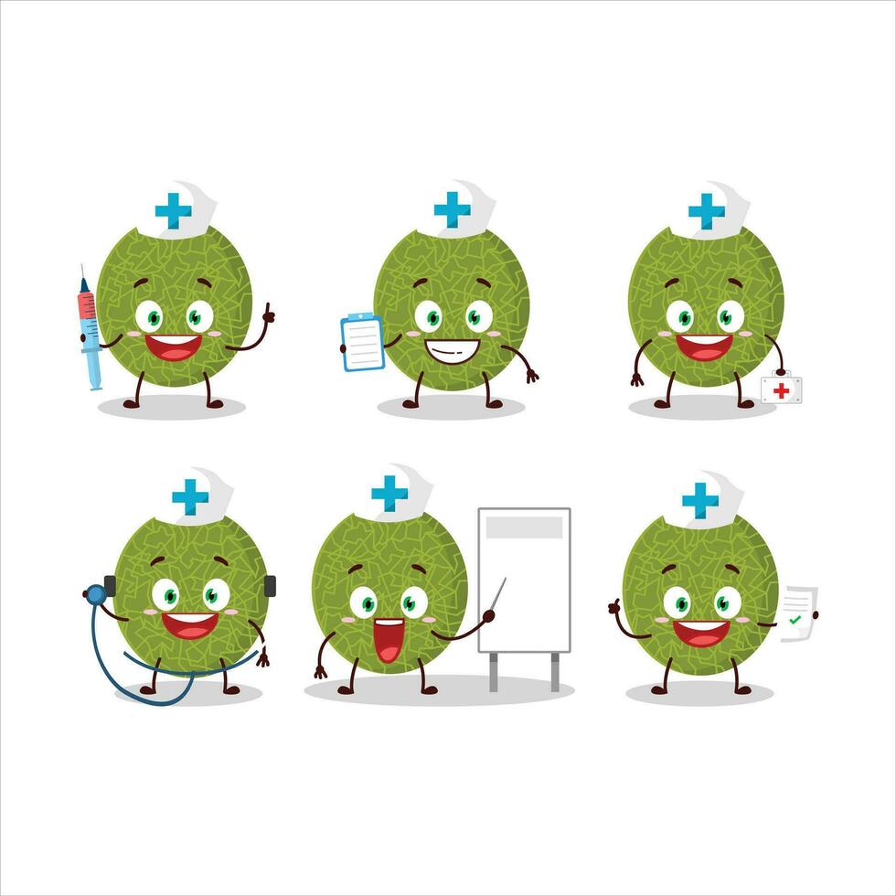 Arzt Beruf Emoticon mit Melone Karikatur Charakter vektor