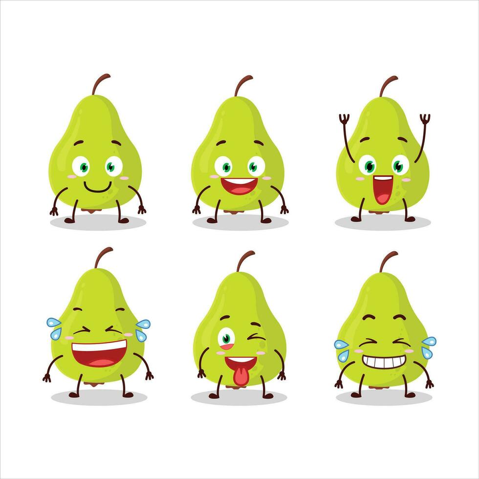 tecknad serie karaktär av grön päron med leende uttryck vektor