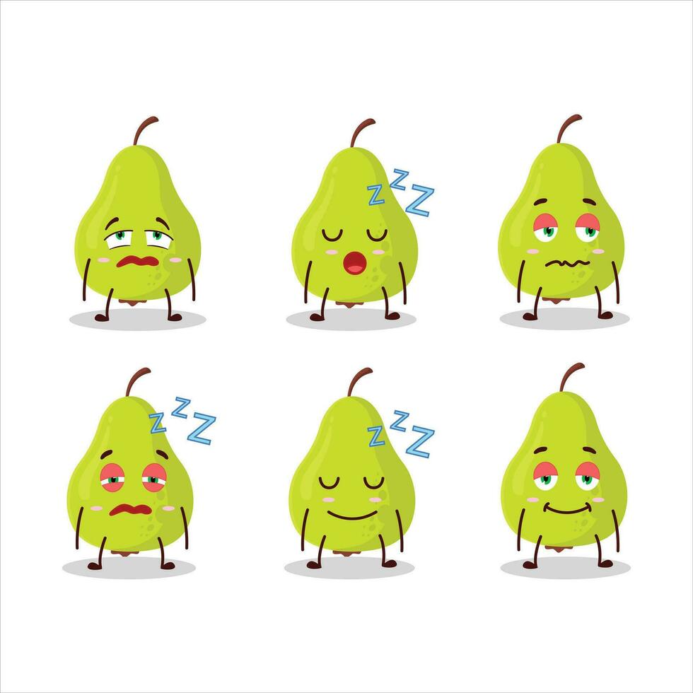 tecknad serie karaktär av grön päron med sömnig uttryck vektor