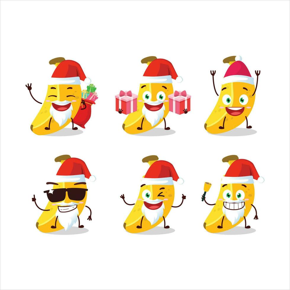 Santa claus Emoticons mit Banane Karikatur Charakter vektor