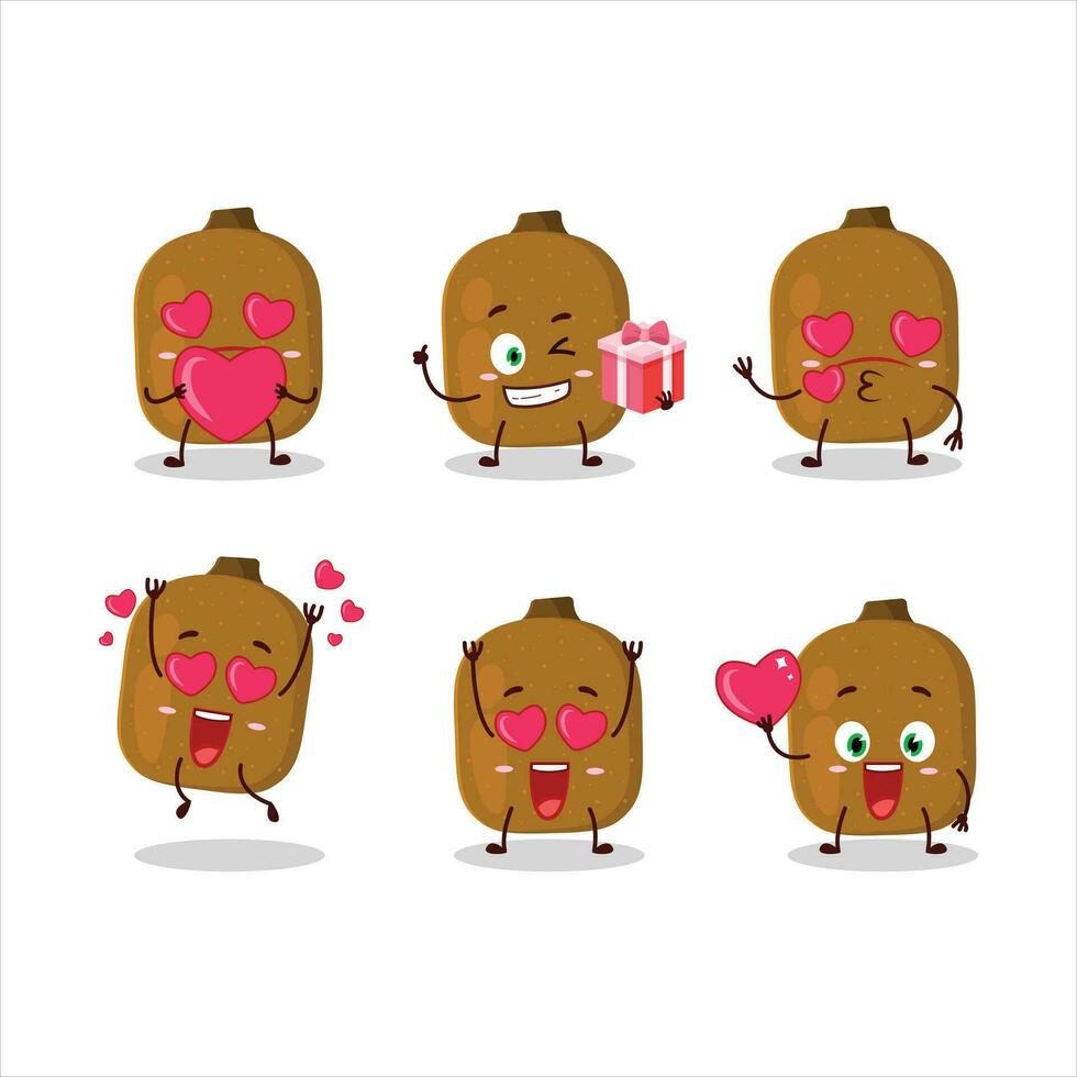 kiwi tecknad serie karaktär med kärlek söt uttryckssymbol vektor