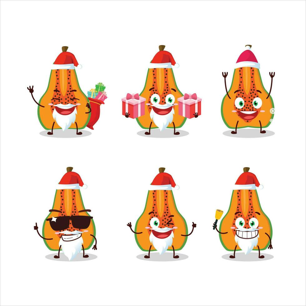 Santa claus Emoticons mit Scheibe von Papaya Karikatur Charakter vektor