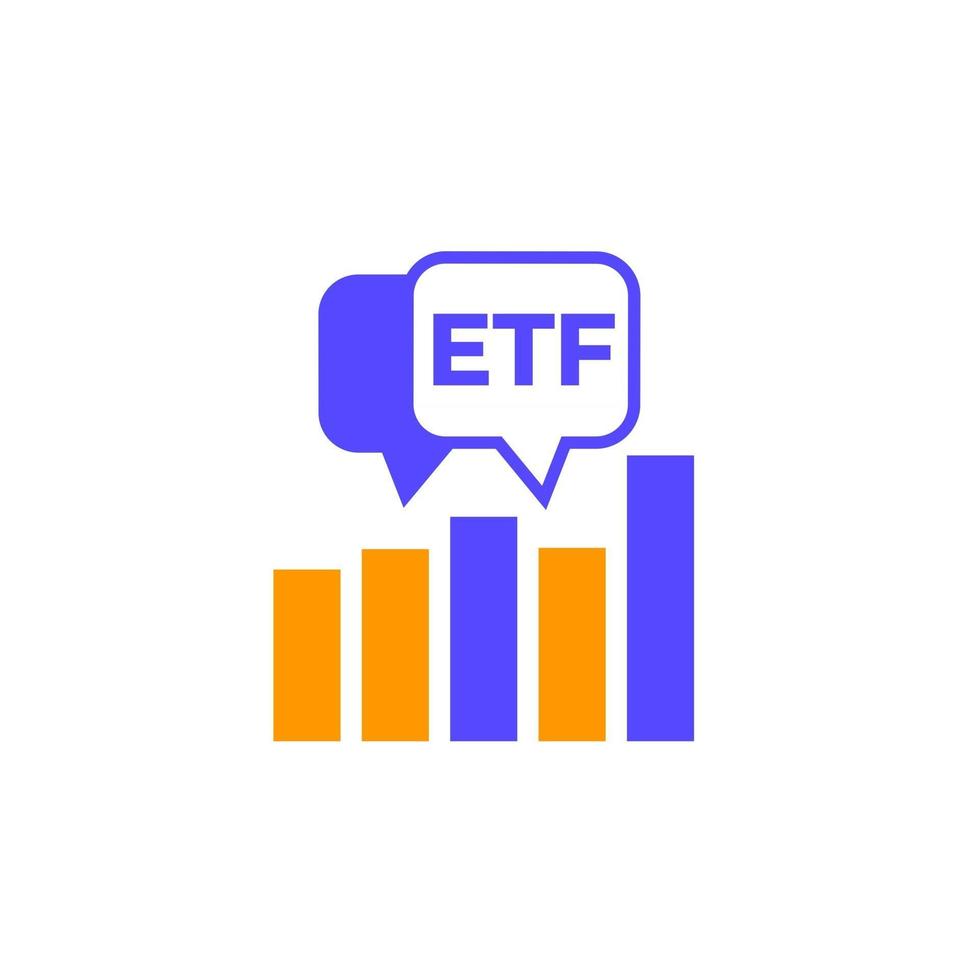 ETF-Handelssymbol mit einem Diagramm, börsengehandelten Fonds, Vektor