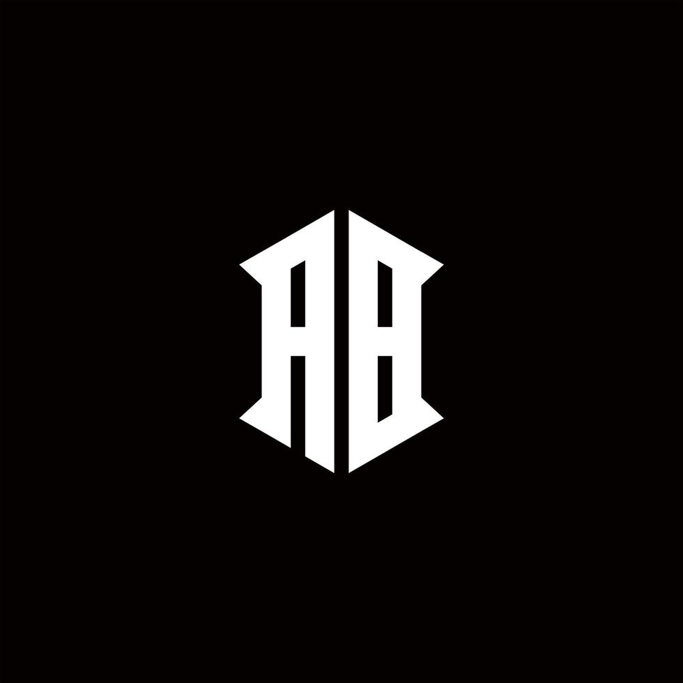 ab logotyp monogram med sköld form mall vektor
