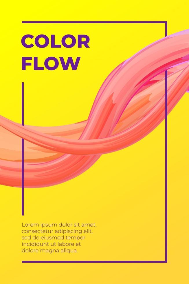 modern färgglad dynamisk vätskeflödesaffischmall. röd våg flytande form på gul färg bakgrund för projekt konst design. vektor abstrakt gradient vertikal broschyr täcka illustration