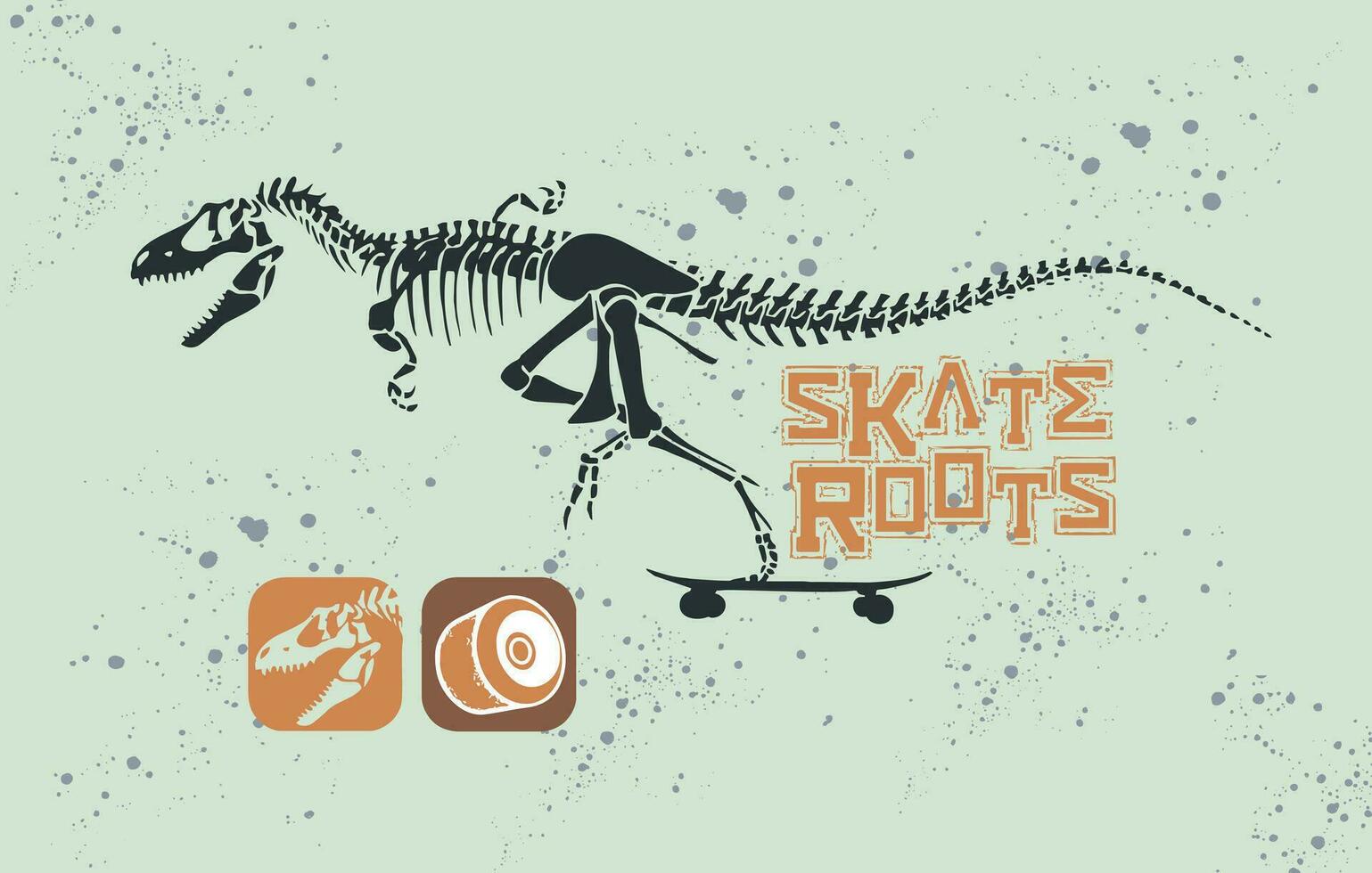 vektor illustration av velociraptor fossil ridning en skateboard. konst med text och element relaterad till sport.