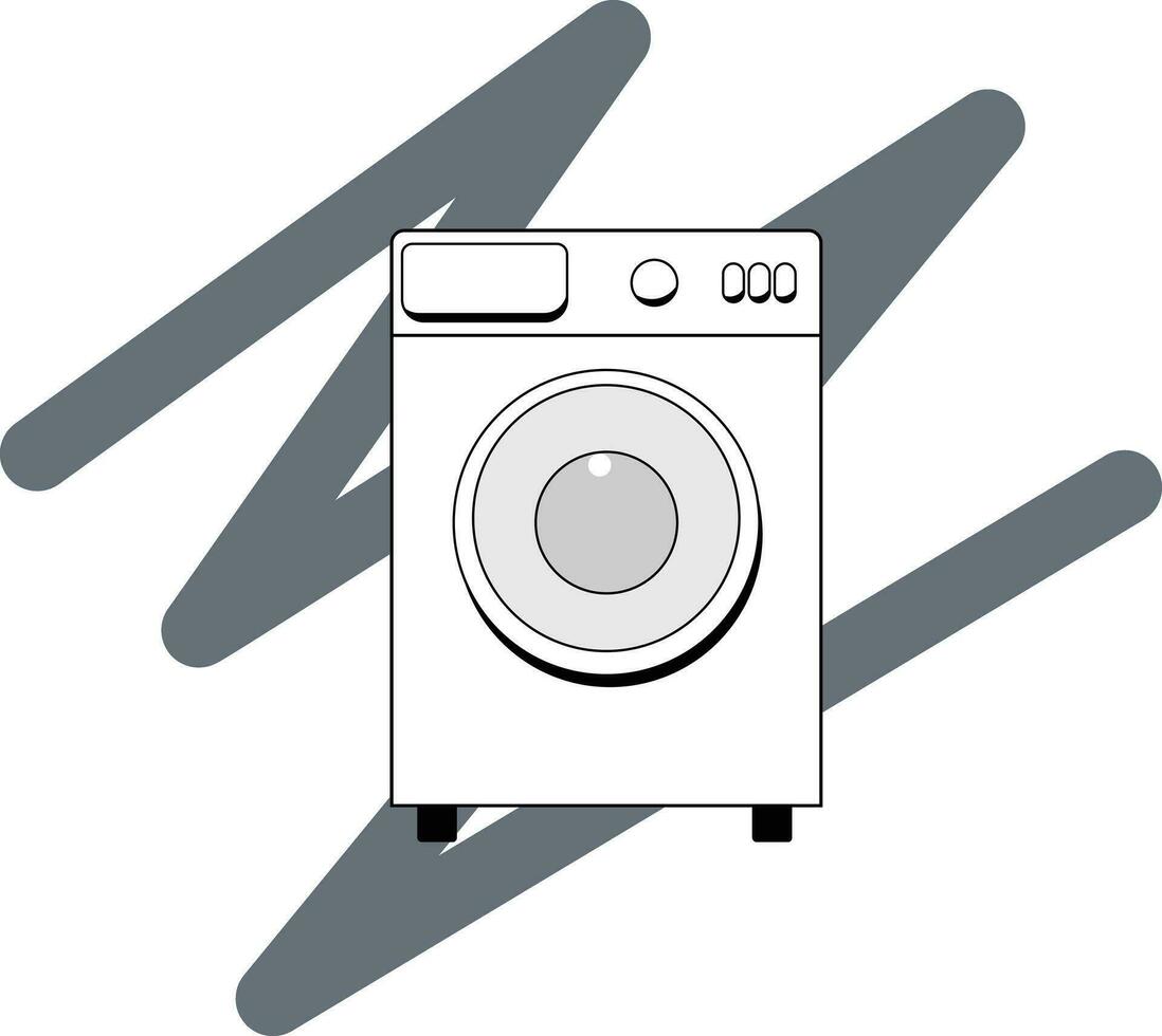 tvättning maskin i svart och vit vektor