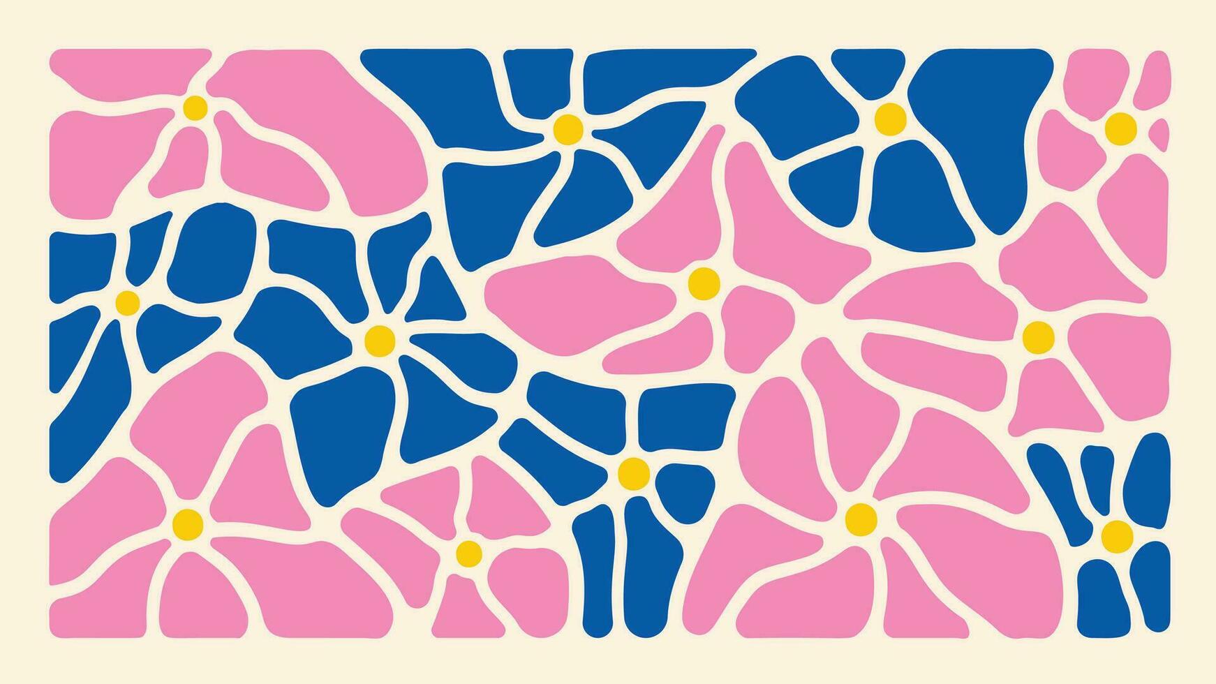 abstrakt botanisk konst bakgrund vektor. naturlig hand dragen mönster design med färgrik blommor. enkel samtida stil illustrerade design för tyg, skriva ut, omslag, baner, tapet. vektor