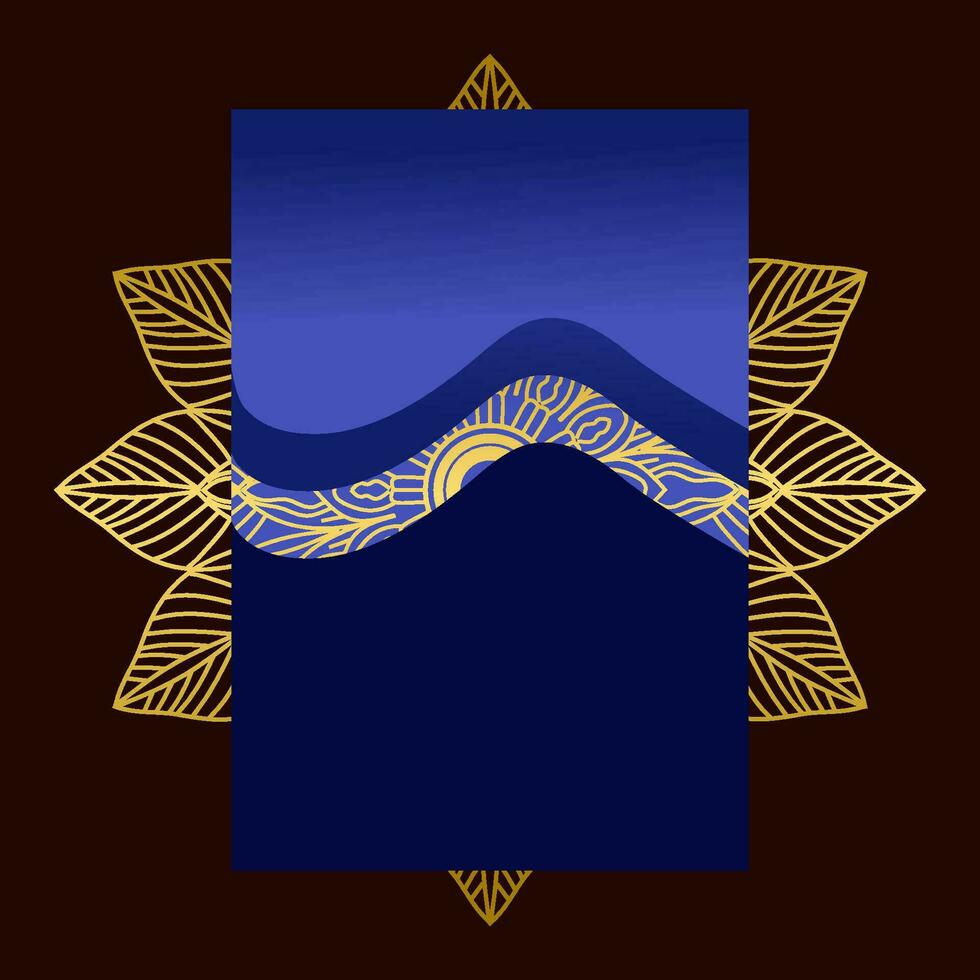 blå bakgrund med gyllene mandala prydnad vektor