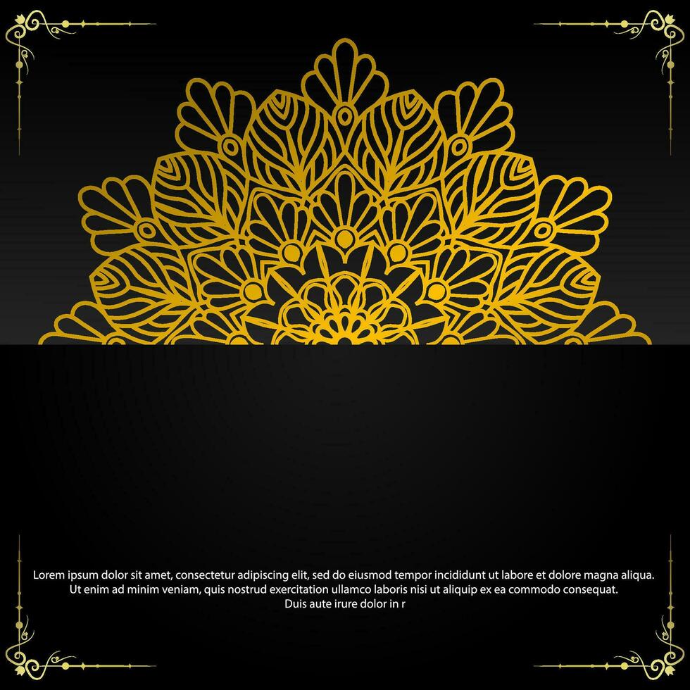 schwarz Luxus Hintergrund mit Gold Mandala Ornament vektor