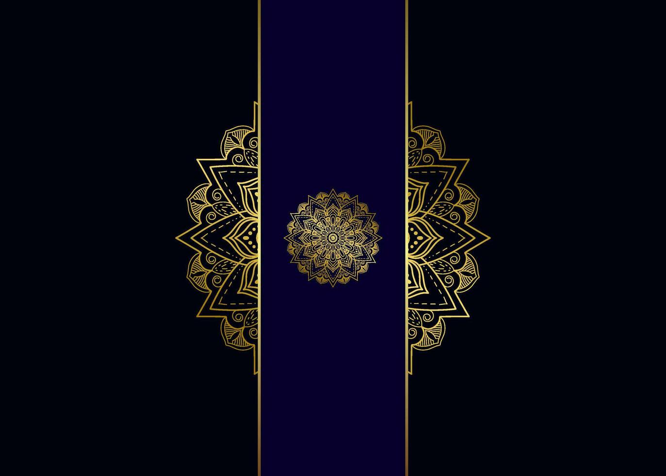 blauer Hintergrund mit goldener Mandalaverzierung vektor