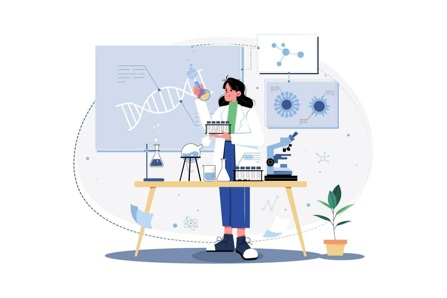 Biostatistiker Analysieren medizinisch Forschung Daten. vektor