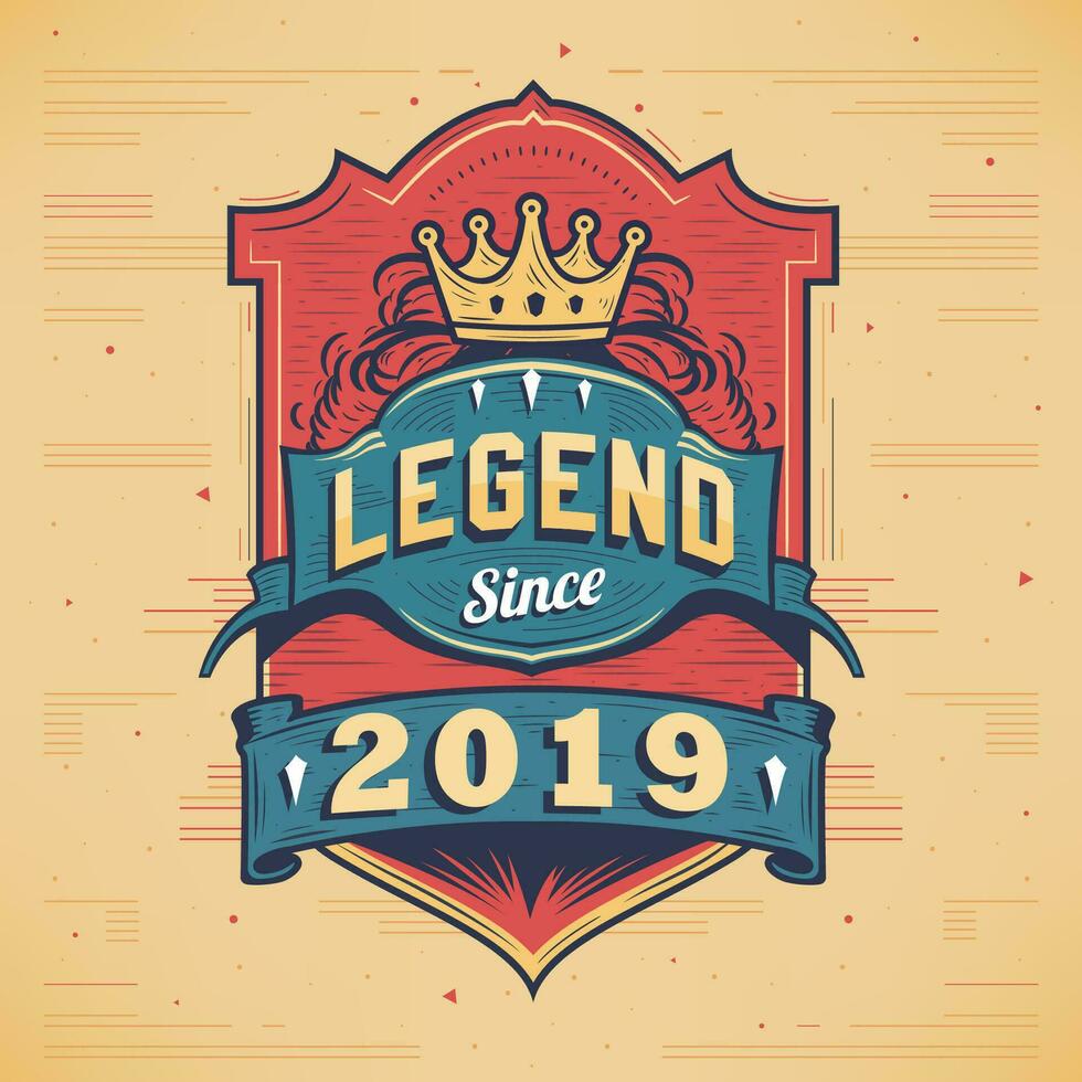 legend eftersom 2019 årgång t-shirt - född i 2019 årgång födelsedag affisch design. vektor