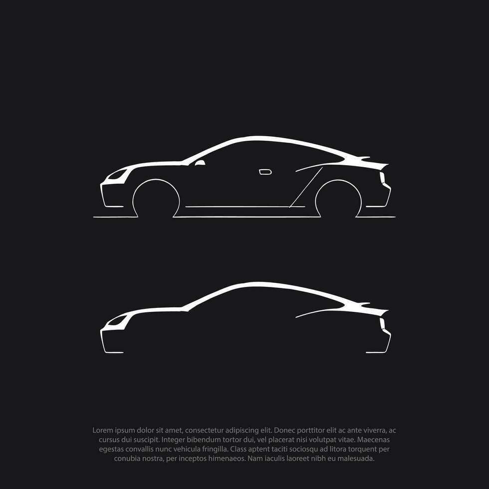 einstellen von modern Auto Silhouetten. Sport Wagen. Vektor Illustration, isoliert schwarz und Weiß Farbe, einfach Auto Logo