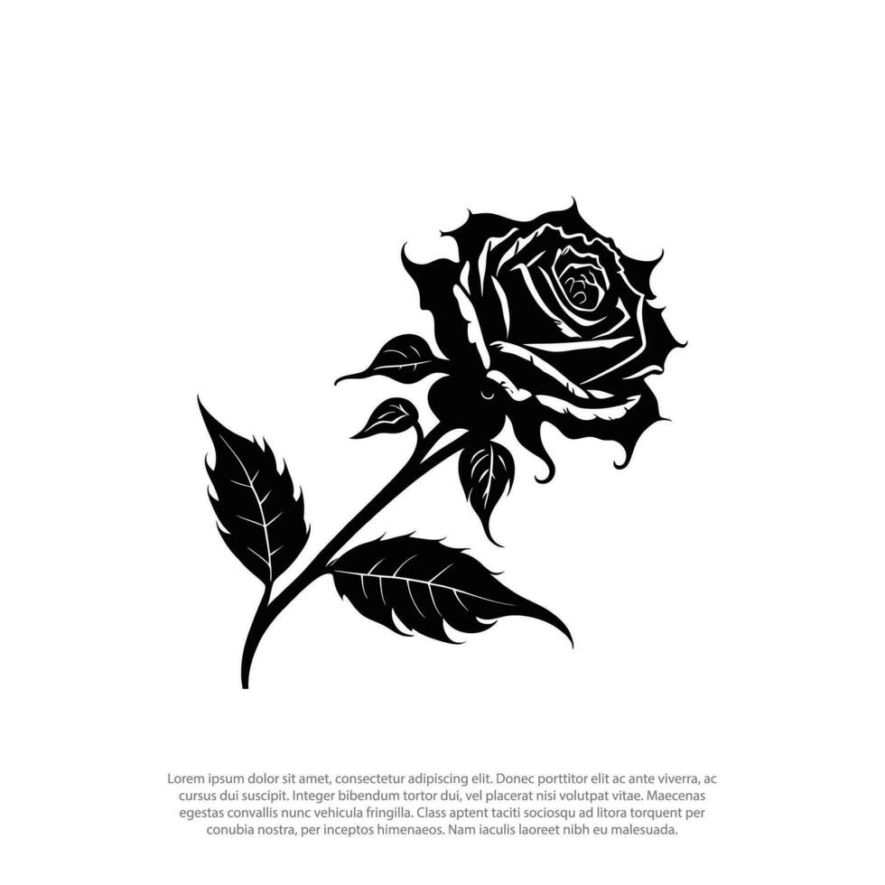 schwarz und Weiß Rose Blumen Silhouette Vektor ,Rose Illustration, Blume Silhouette