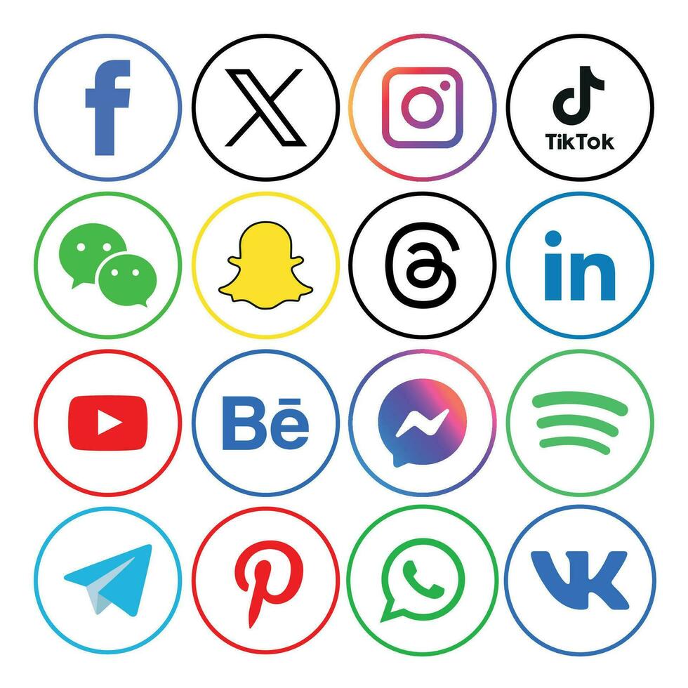 social media ikoner uppsättning logotyp vektor illustratör nätverk