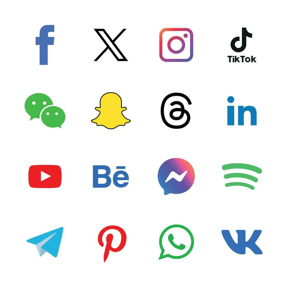 social media ikoner uppsättning logotyp vektor illustratör nätverk