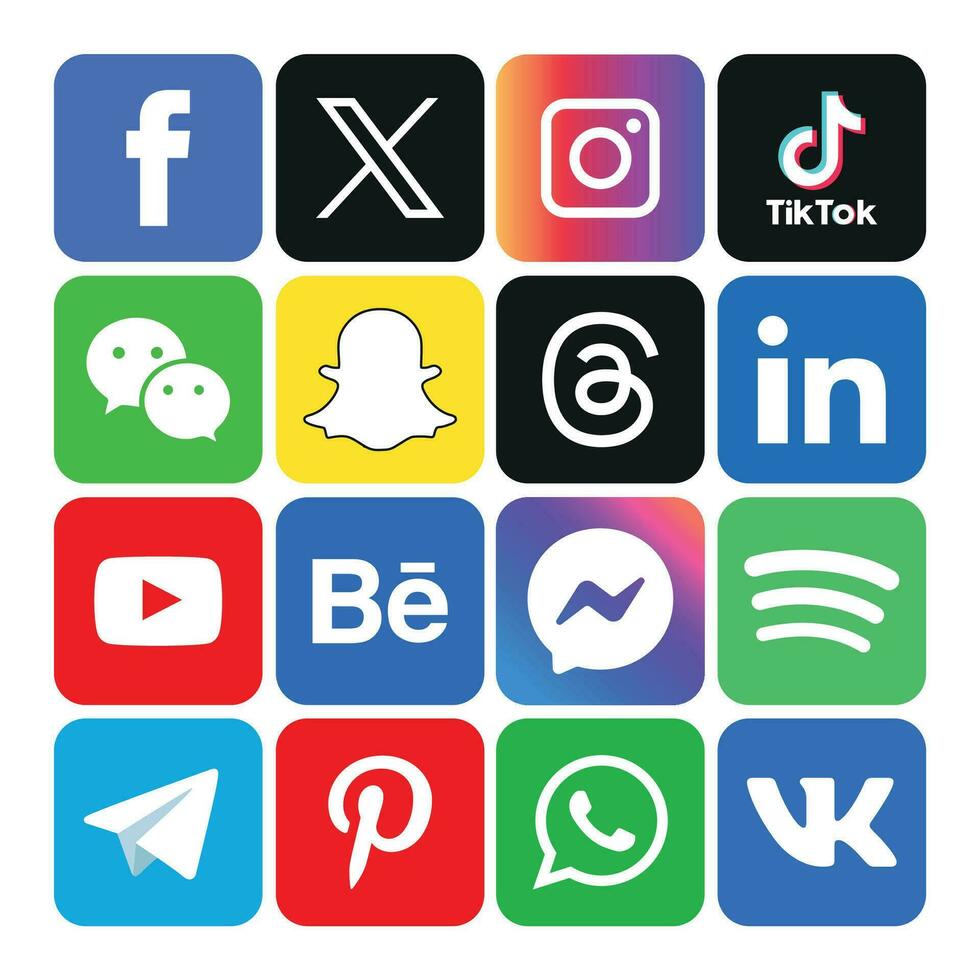 Sozial Medien Symbole einstellen Logo Vektor Illustrator Netzwerk