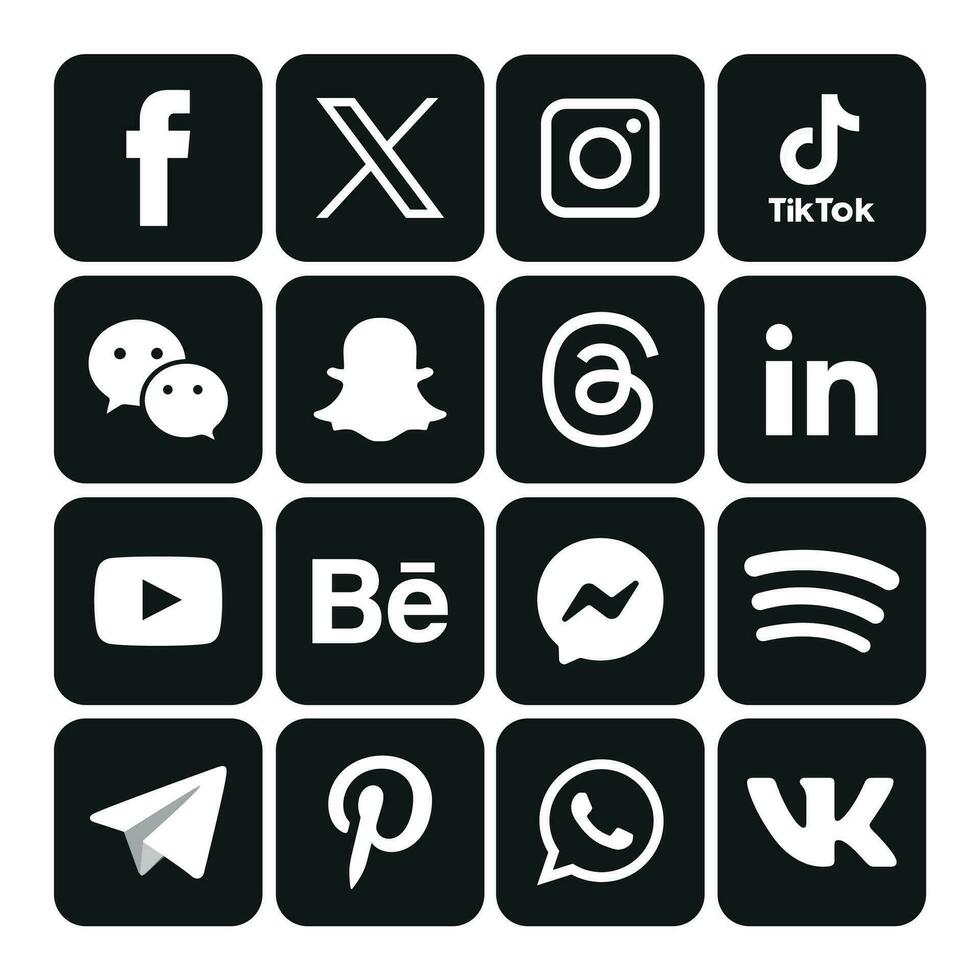 svart och vit social media ikoner uppsättning logotyp vektor illustratör nätverk