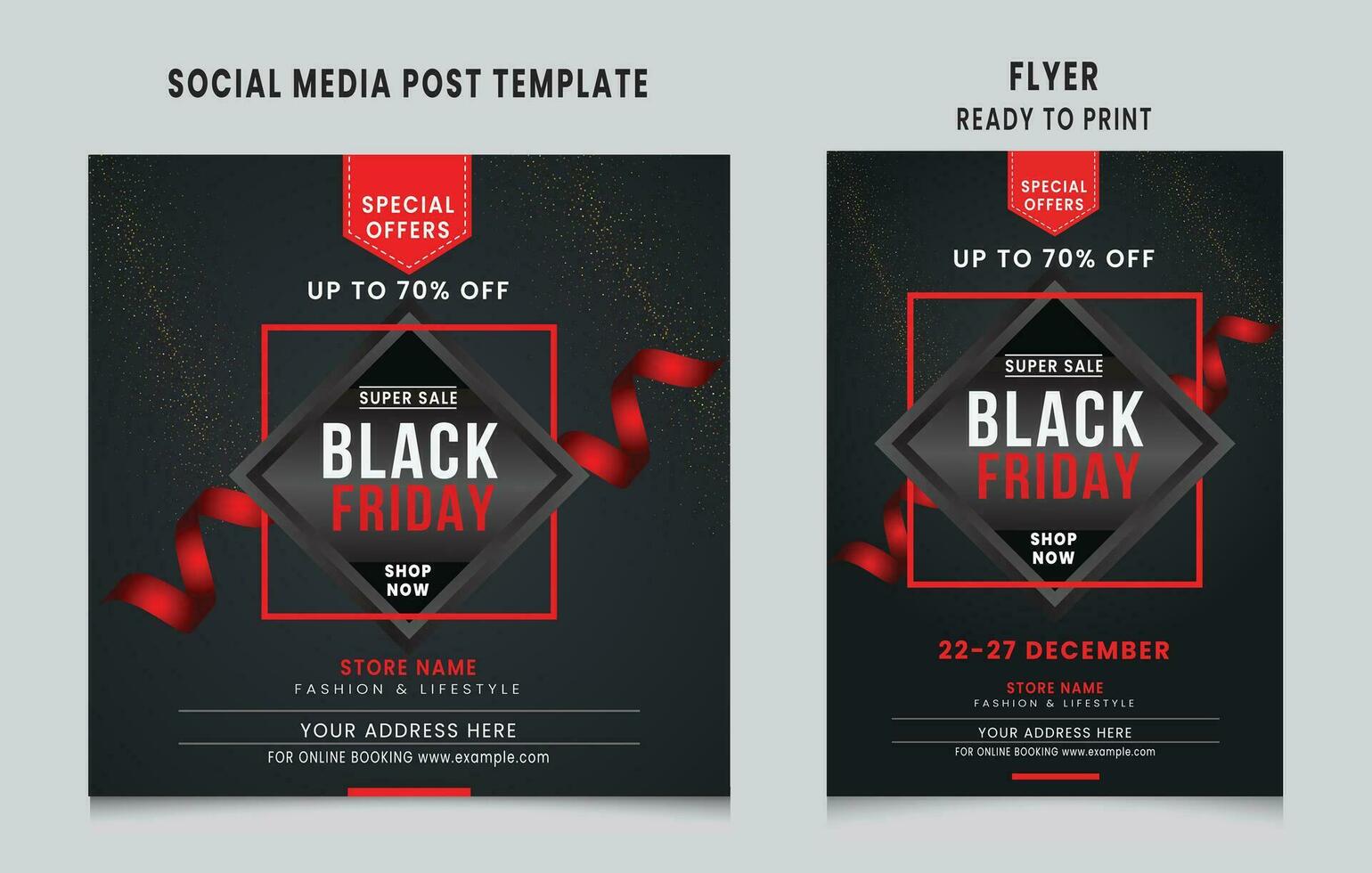 schwarz Freitag Sozial Medien Post Design, schwarz Freitag Flyer Design , schwarz Freitag Beförderung Sozial Medien Post und Geschichte Vorlage Design vektor